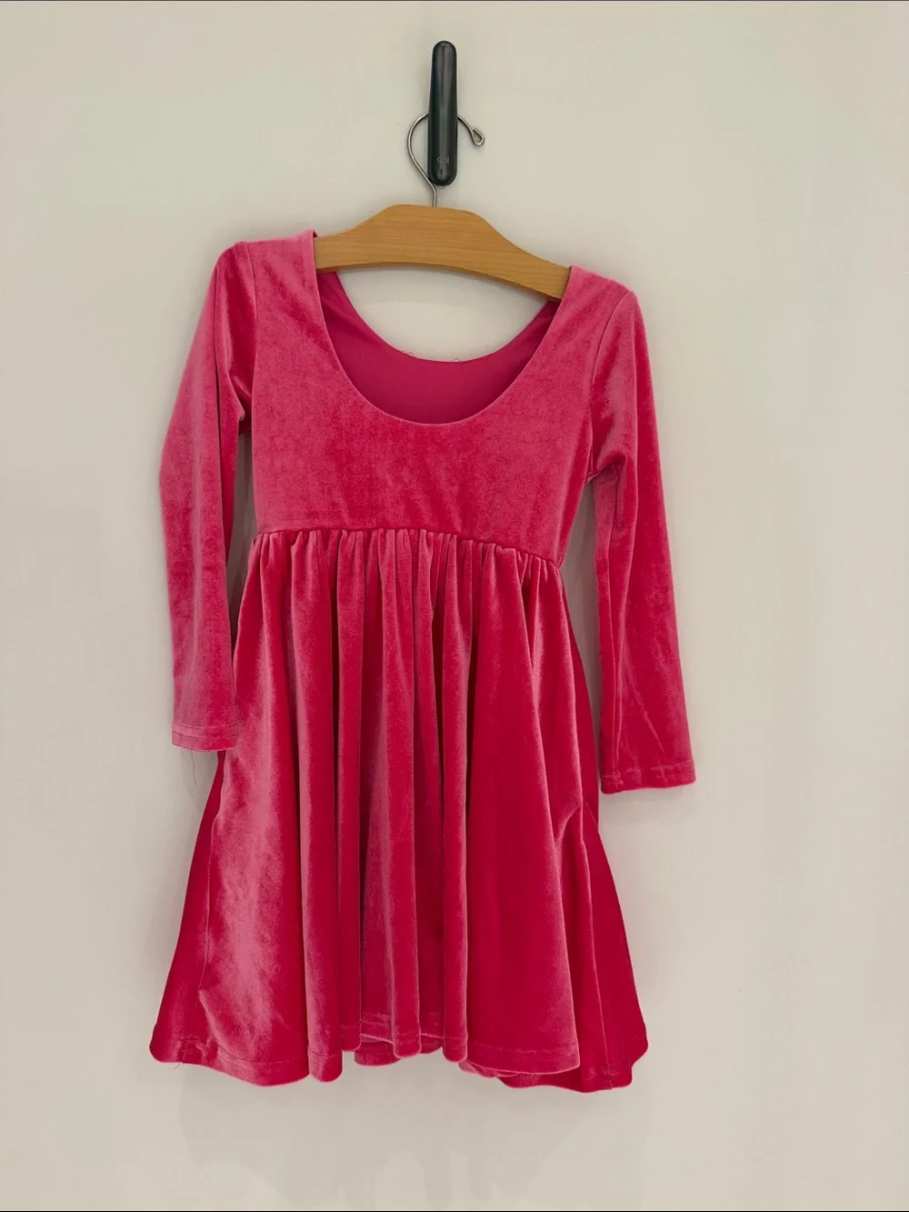 Girls' Pink Ollie Jay velvet twirl dress.